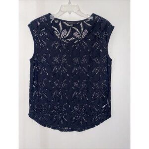 Banana Republic top Womens size Medium sleeveless see through black lace